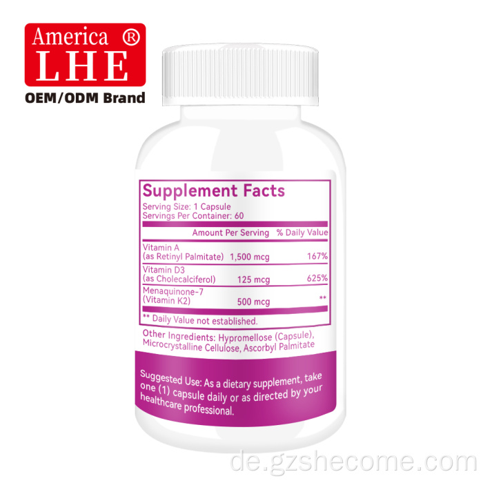 Shecome Vitamin D3 K2 Kapseln Knochenimmungesundheit